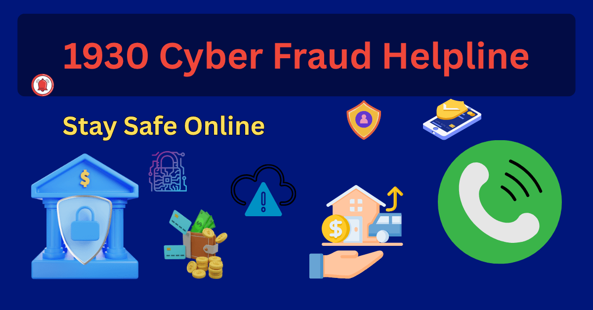 Government Cyber Helpline Number 1930 online fraud reporting and cyber crime complaint guide with security shield and emergency support concept