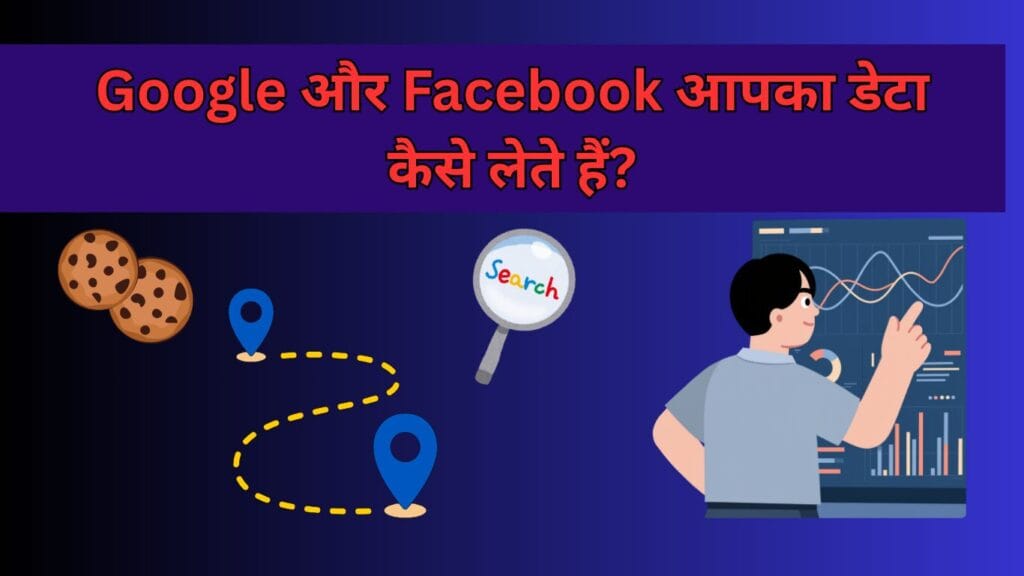 Google और Facebook द्वारा डेटा कलेक्शन प्रक्रिया का दृश्य चित्र